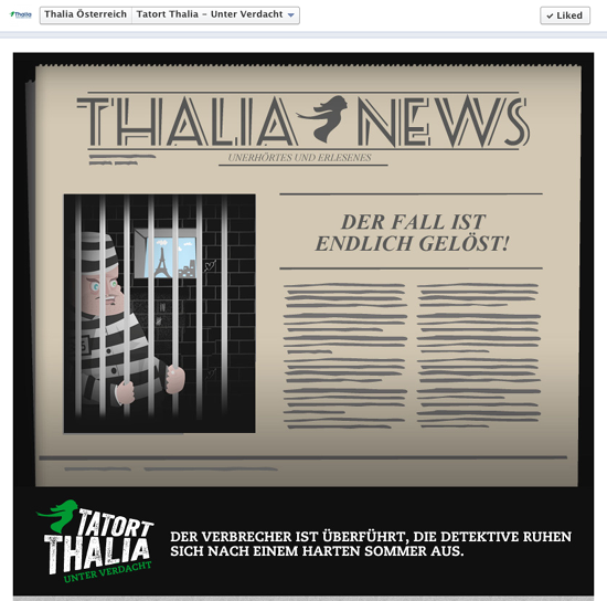 Thalia: Facebook-Spiel "Tatort Thalia - Unter Verdacht" zum Krimisommer 2012