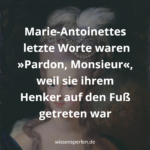 Marie-Antoinettes letzte Worte waren »Pardon, Monsieur«, weil sie ihrem Henker auf den Fuß getreten war