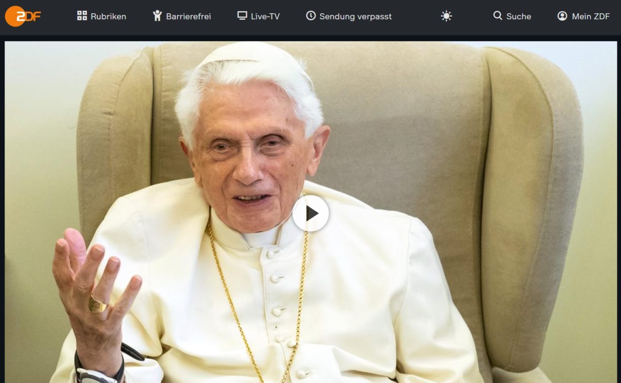 ZDF-Doku: Joseph Ratzinger, ein Leben - Zum Tode von Papst Benedikt XVI.